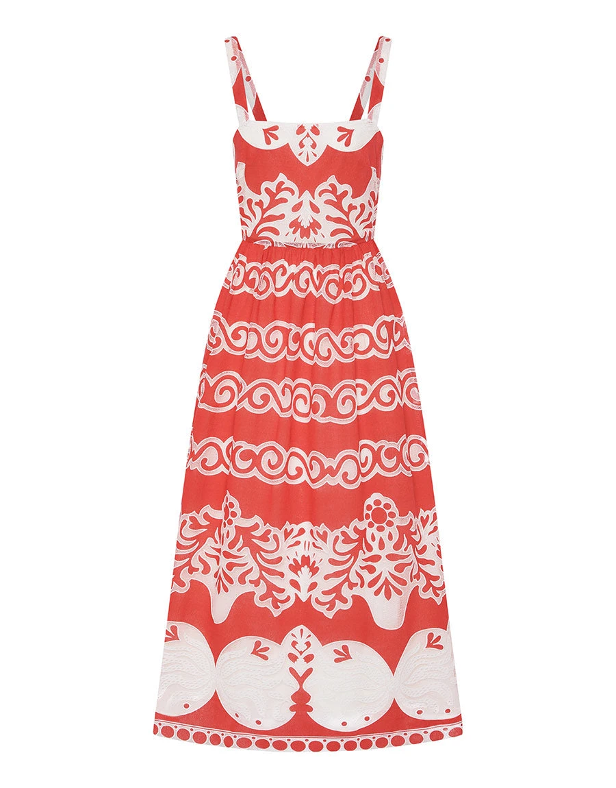Borgo de Nor Ninet Lace Midi Dress Red Borgo de Nor