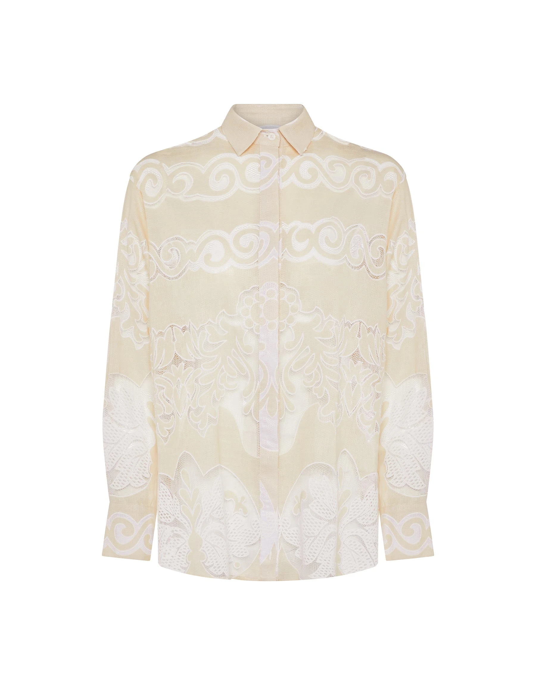 Borgo de Nor Nova Raschel Shirt Beige White Lace Borgo de Nor