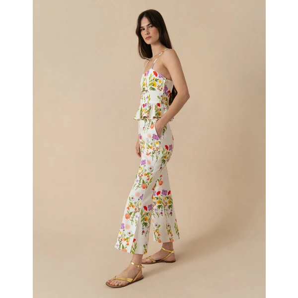 Yves Pique Trousers  Terrazo Flower White - Image 4