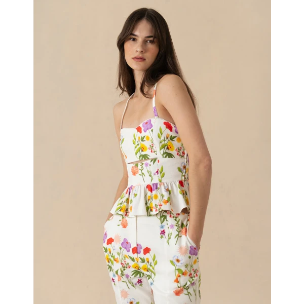 Yves Pique Trousers  Terrazo Flower White - Image 6