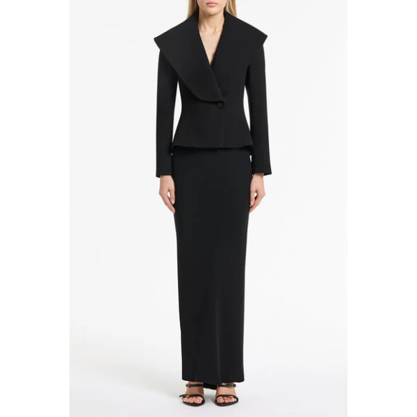 Black Crepe Mantello Jacket - Image 2
