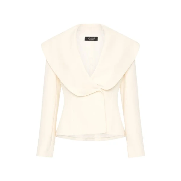 Ivory Crepe Mantello Jacket
