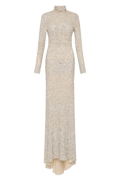 Carla-Zampatti-1170352_nobg Ivory Crushed Sequin Sleeved Gown - Image 1