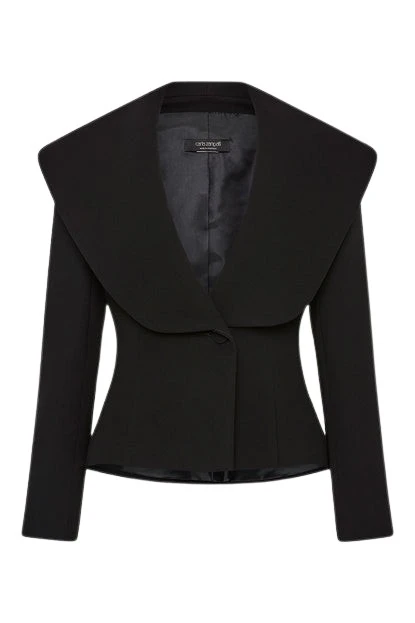 Carla-Zampatti-1657849_nobg Black Crepe Mantello Jacket - Image 1