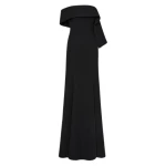 Black Crepe Asymmetrical La Banda Gown