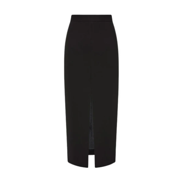 Black Crepe Midi Pencil Skirt