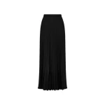 Black Crepe Pleated Midi Skirt