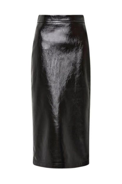 Carla-Zampatti-Black-Lustro-Leather-Midi-Skirt98905_nobg Black Lustro Leather Midi Skirt - Image 1