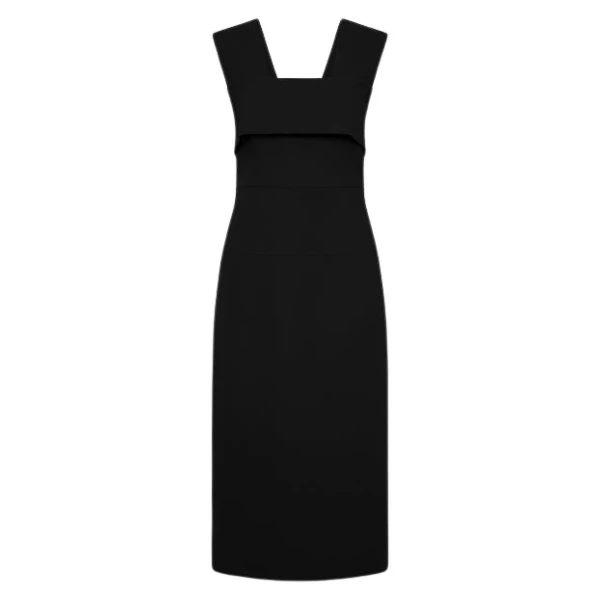 Black Crepe La Banda Midi Dress
