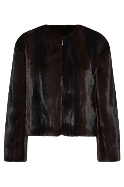Carla-Zampatti-Chocolate-Moray-Faux-Fur-Jacket83218_nobg Chocolate Moray Faux Fur Jacket - Image 1