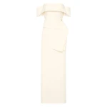 Ivory Crepe La Banda Off Shoulder Gown