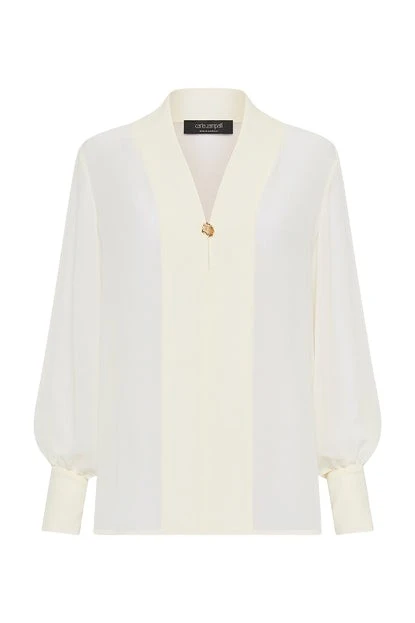 Carla-Zampatti-Ivory-Georgette-La-Banda-Shirt41995_nobg Ivory Georgette La Banda Shirt - Image 1