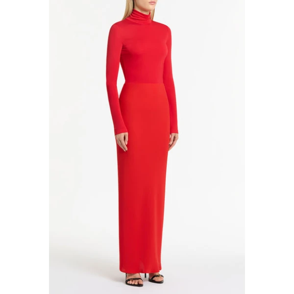 Red Crepe Bias Skirt - Image 4