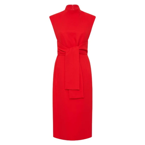 Red Crepe Striscia Dress