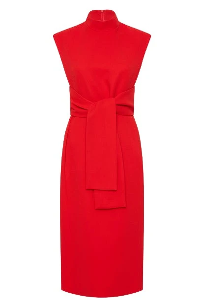 Carla-Zampatti-Red-Crepe-Striscia-Dress42689_nobg Red Crepe Striscia Dress - Image 1