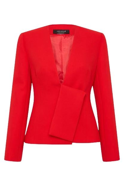 Carla-Zampatti-Red-Crepe-Striscia-Jacket11118_nobg Red Crepe Striscia Jacket - Image 1