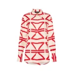 Red Logo Grid Silk Twill Relaxed Shirt