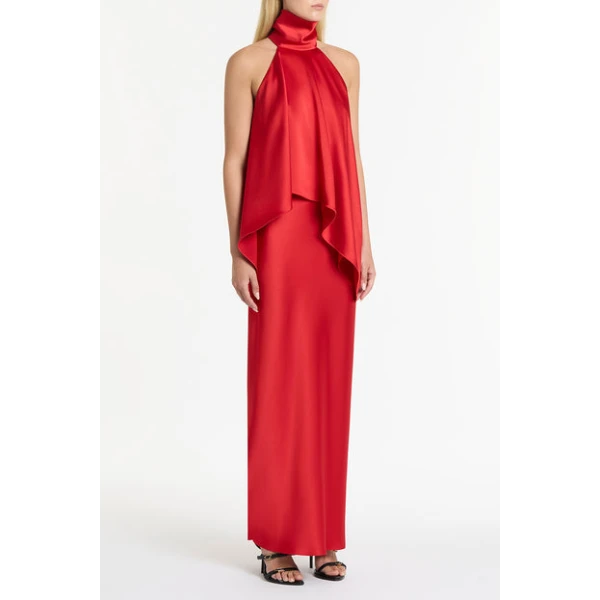 Red Satin Bias Skirt - Image 4