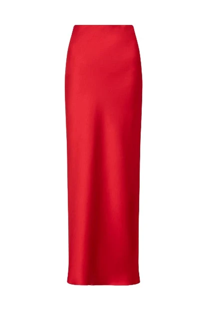 Carla-Zampatti-Red-Satin-Bias-Skirt41413_nobg Red Satin Bias Skirt - Image 1