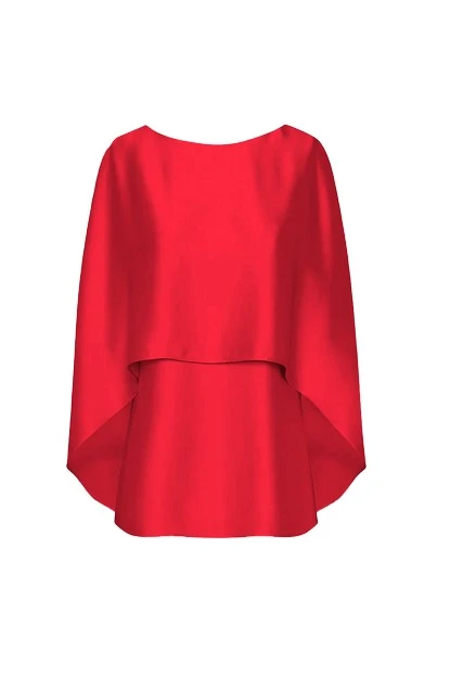 Carla-Zampatti-Red-Satin-Cape-Top41133_nobg Red Satin Cape Top - Image 1
