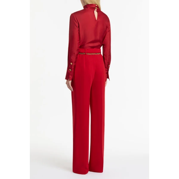Scarlet Crepe Classic Pleat Pant - Image 3