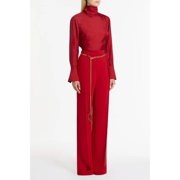 Scarlet Crepe Classic Pleat Pant - Image 4