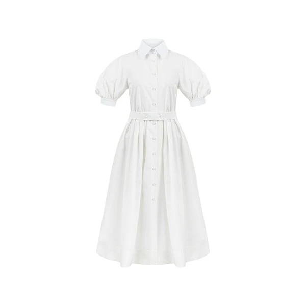 Balloon Sleeved Poplin Dress