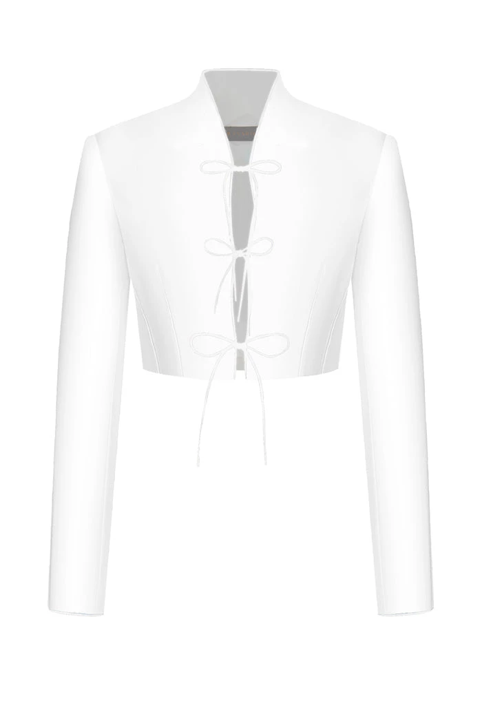 Rasario-Cropped-Printed-Satin-Jacket-With-Cutouts Rasario Cropped Printed Satin Jacket With Cutouts