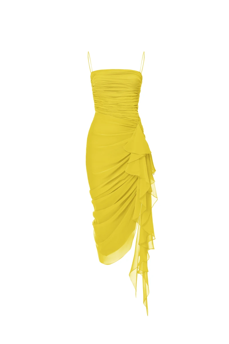 Rasario-Draped-Chiffon-Long-Midi-Dress-With-Ruffle Rasario Draped Chiffon Long Midi Dress With Ruffle