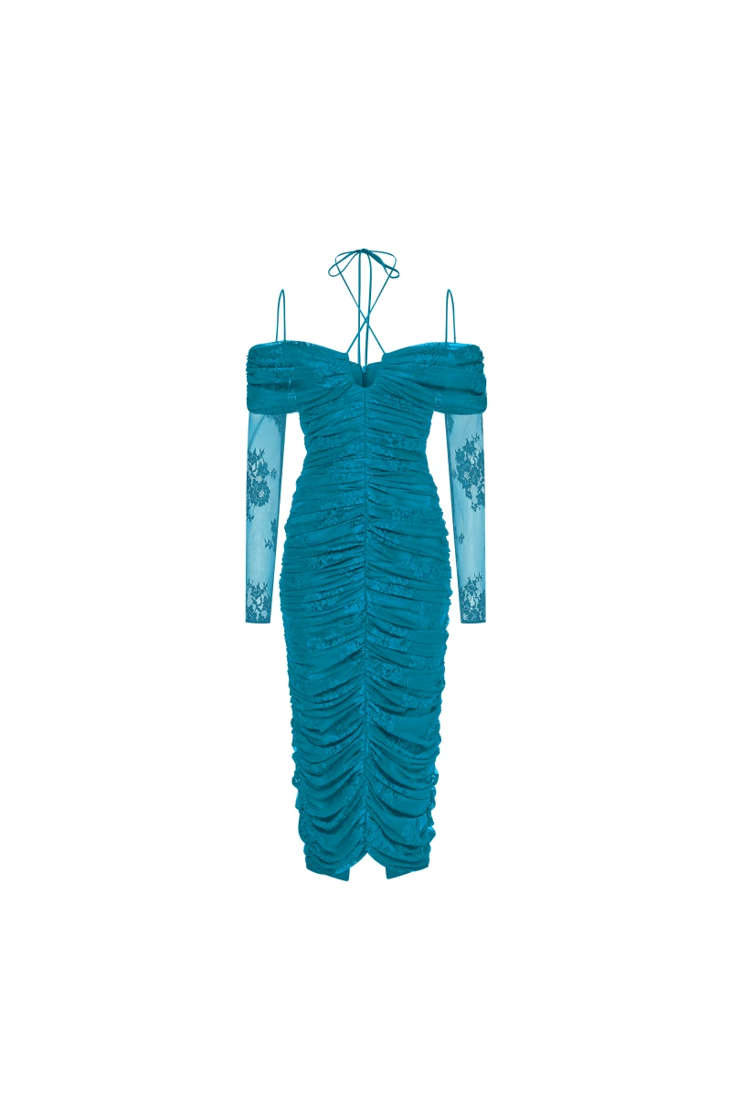 Rasario-Draped-Off-The-Shoulder-Lace-Midi-Dress Rasario Draped Off-The-Shoulder Lace Midi Dress