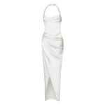 Rasario-Draped-Satin-Gown-With-Straps Rasario Draped Satin Gown With Straps