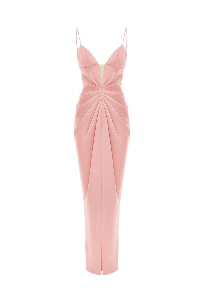 Rasario-Draped-Satin-Maxi-Dress-With-Cutout Rasario Draped Satin Maxi Dress With Cutout