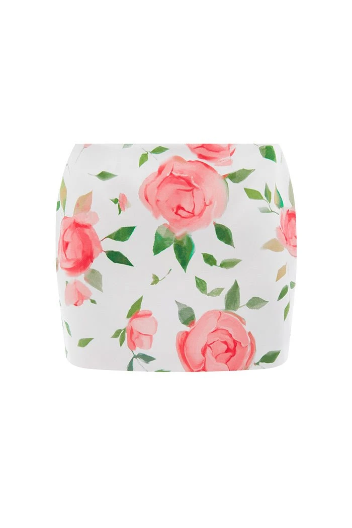 Rasario-Floral-Printed-Satin-Mini-Skirt Rasario Floral Printed Satin Mini Skirt