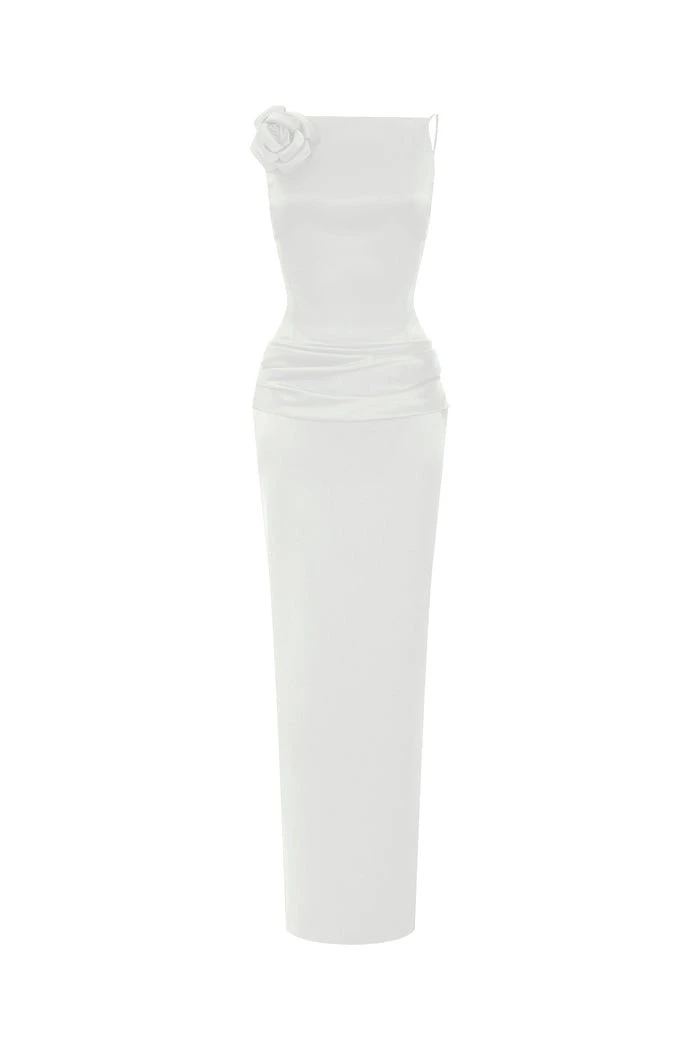 Rasario-Flower-Embellished-Satin-Maxi-Dress-With-An-Opened-Back Rasario Flower Embellished Satin Maxi Dress With An Opened Back