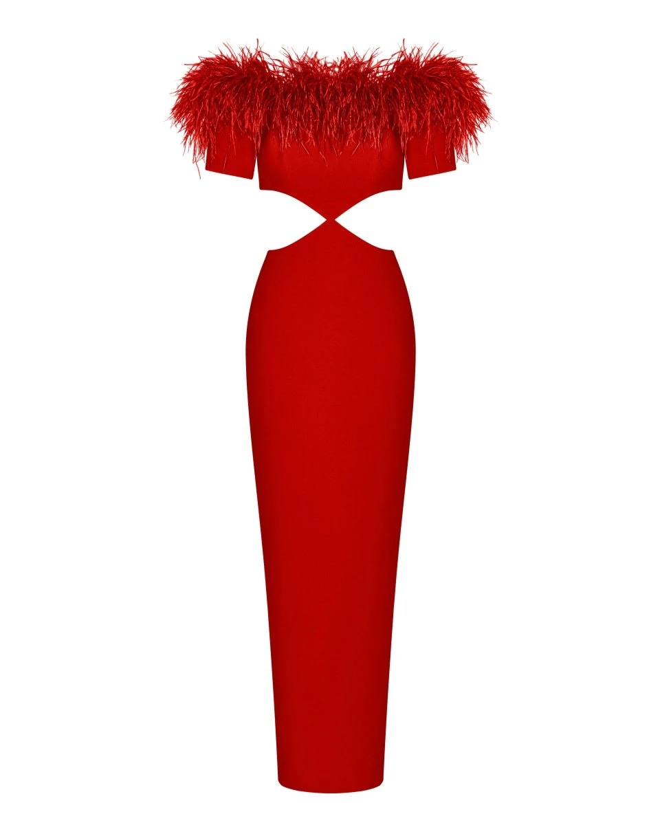 Rasario-Fringe-Crepe-Maxi-Dress-With-Cutouts Rasario Fringe Crepe Maxi Dress With Cutouts