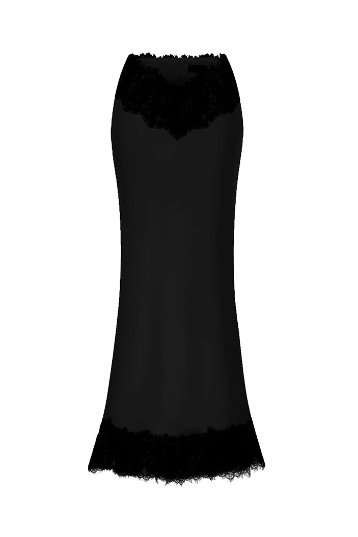 Rasario-Satin-And-Lace-Maxi-Skirt Rasario Satin And Lace Maxi Skirt