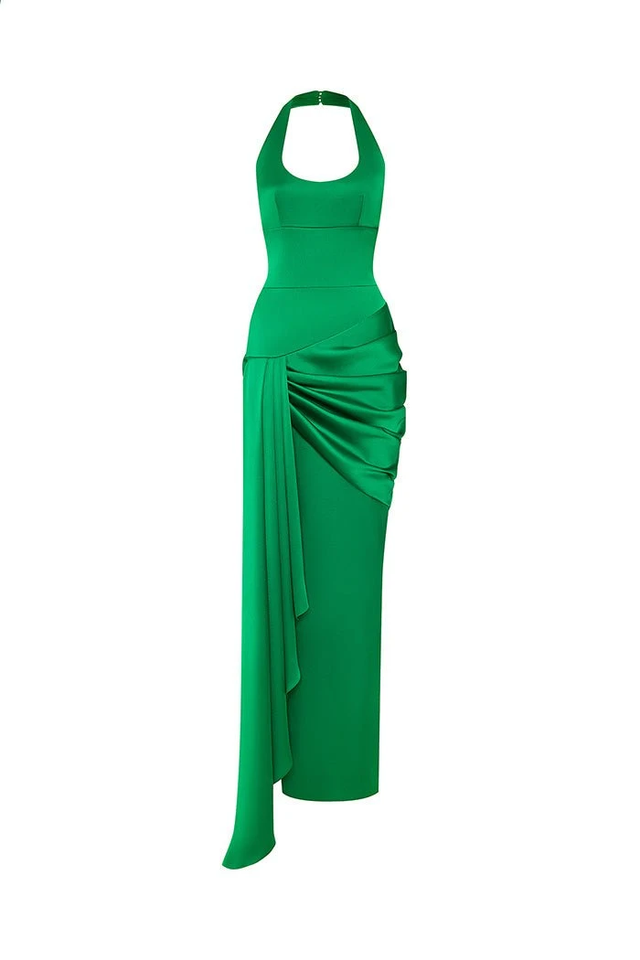 Rasario-Satin-Maxi-Dress-With-A-Train Rasario Satin Maxi Dress With A Train