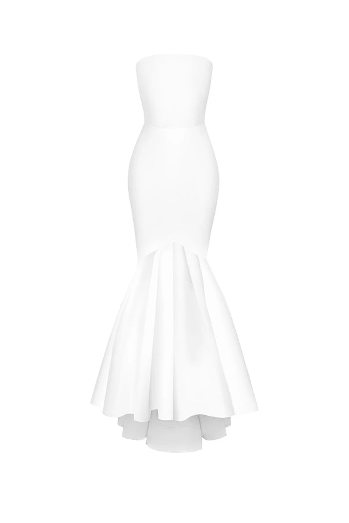 Rasario-Satin-Maxi-Dress-With-Ruffled-Skirt Rasario Satin Maxi Dress With Ruffled Skirt