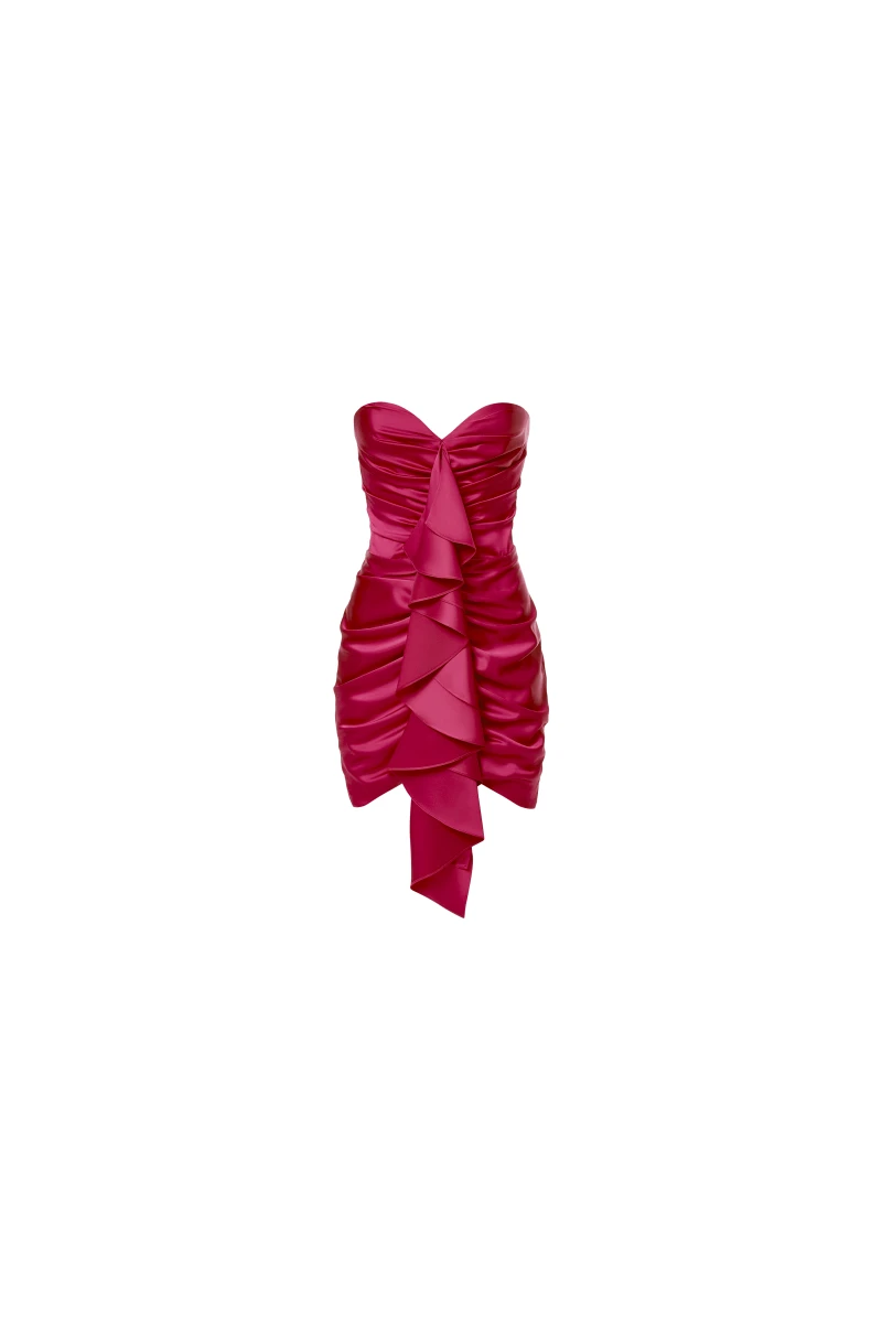 Rasario-Satin-Mini-Dress-With-Ruffle Rasario Satin Mini Dress With Ruffle