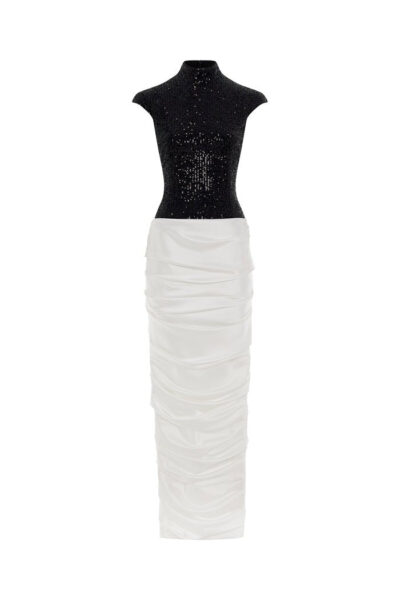 Rasario Sequinned Maxi Dress With A Draped Skirt