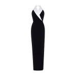 Rasario-Velvet-And-Satin-Maxi-Dress-With-A-Side-Slit Rasario Velvet And Satin Maxi Dress With A Side Slit