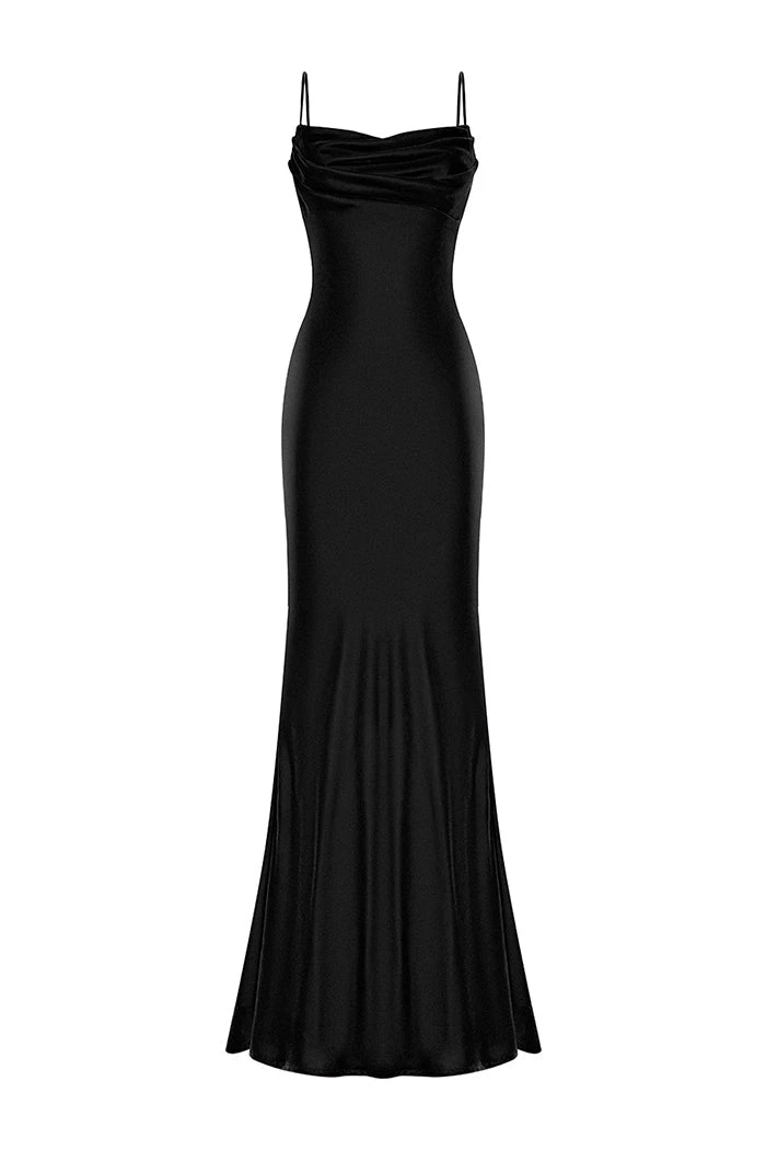 Rasario-Velvet-Draped-Maxi-Dress-With-An-Opened-Back Rasario Velvet Draped Maxi Dress With An Opened Back