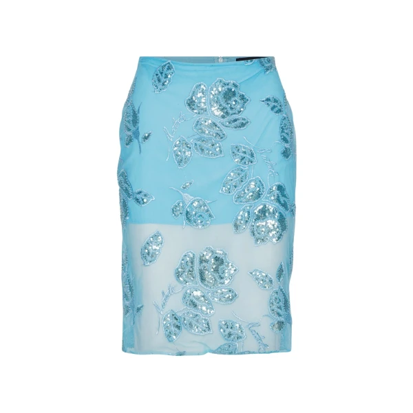 Beaded Pencil Skirt Blue