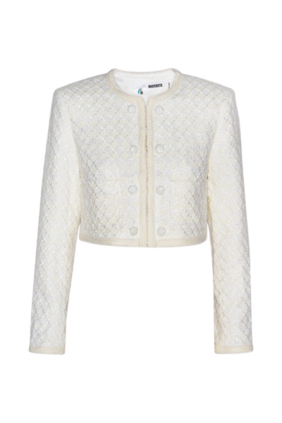 Boucle Cropped Jacket Egret