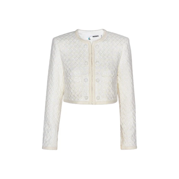 Boucle Cropped Jacket Egret