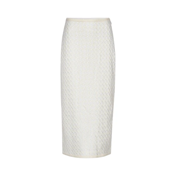 Boucle High Waisted Skirt Egret