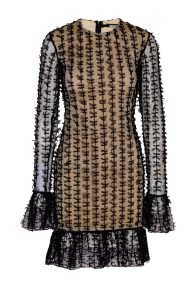 Bow Mesh Mini Dress Black