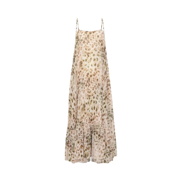 Chiffon Maxi Wide Dress Leopard Print