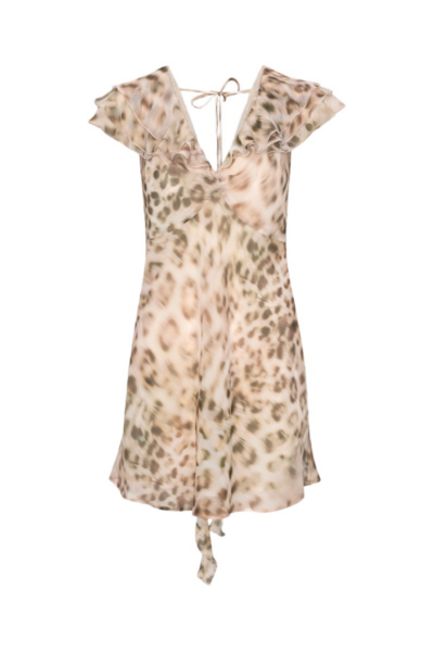 Chiffon Mini Ruffle Dress Leopard Print