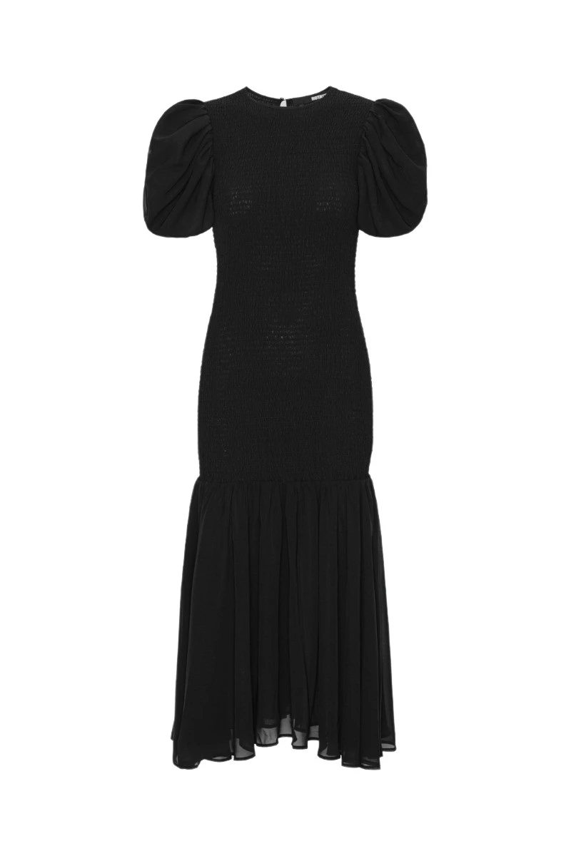 Rotate-Birger-Christensen-Chiffon-Puff-Sleeve-Dress-Black52013_nobg Chiffon Puff Sleeve Dress Black - Image 1